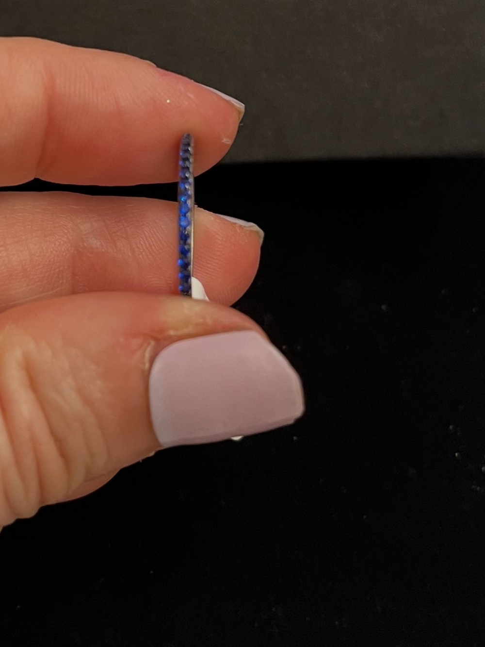 Freida Rothman size 7 silver and Blue Crystal Pavé Thin Ring